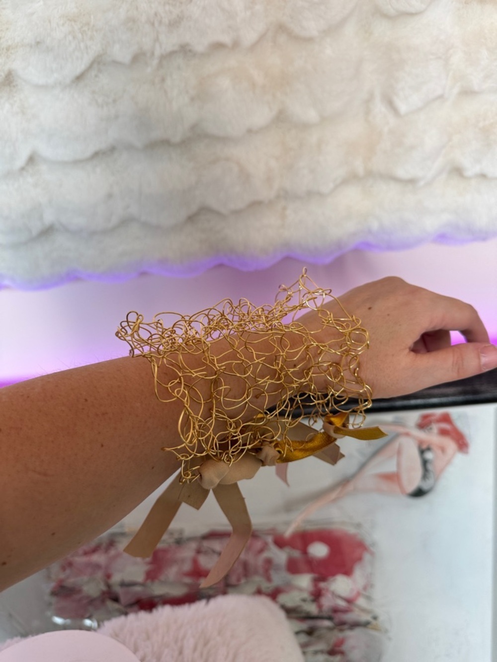 HANDCRAFTED Gold tone Sculptural Wire Accent Piece bracelet by me Sinta Margot